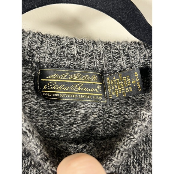 Vintage 90s Eddie Bauer Charcoal Wool Crewneck Sweater USA Made Size Small (N) - Picture 6 of 9